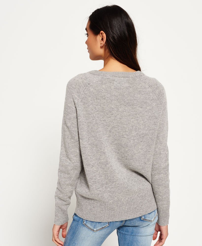 Womens - Downtown Raglan Knitted Jumper in Mid Grey | Superdry