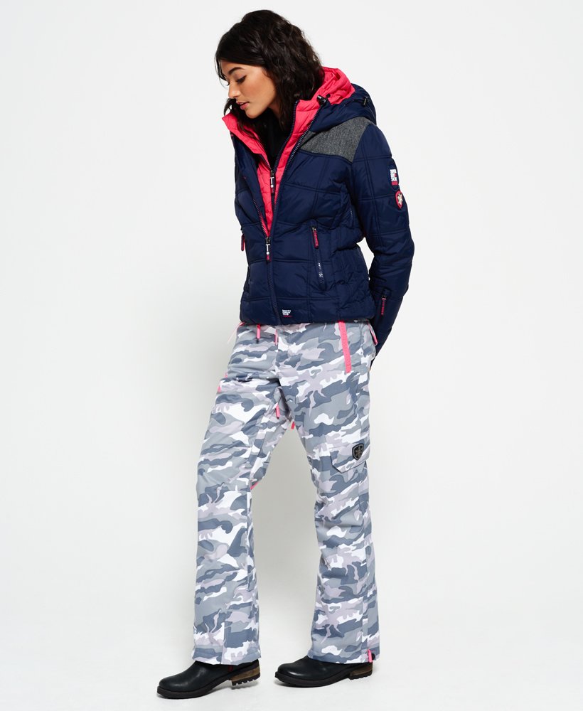 Womens - Box Polar Elements Hooded Ski Jacket in Navy/fuchsia | Superdry UK