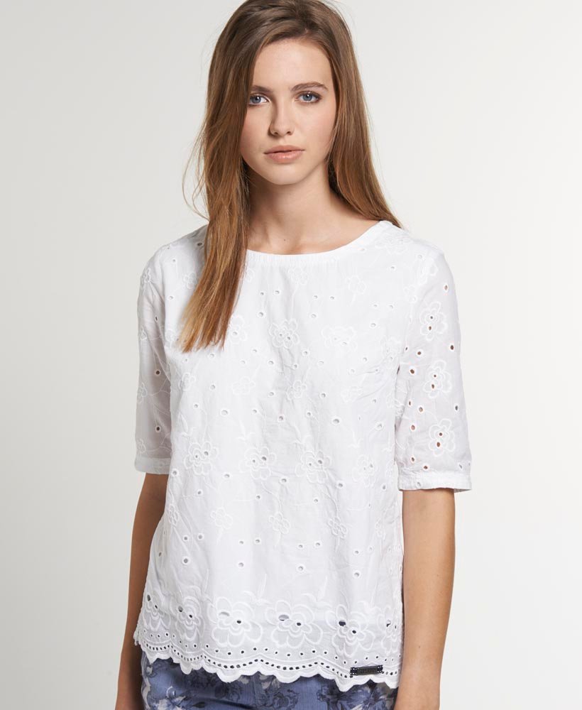 Damen - Winter Broderie Shirt Optic White | Superdry DE