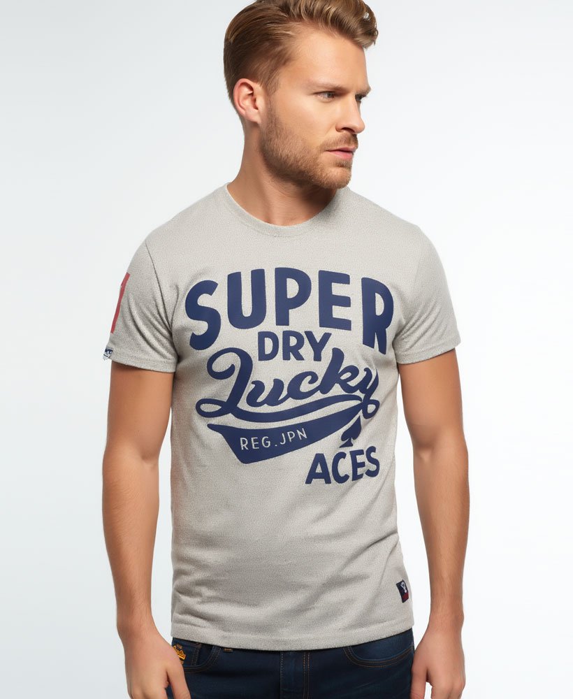 Men's Lucky Aces T-shirt in Light Grey | Superdry US