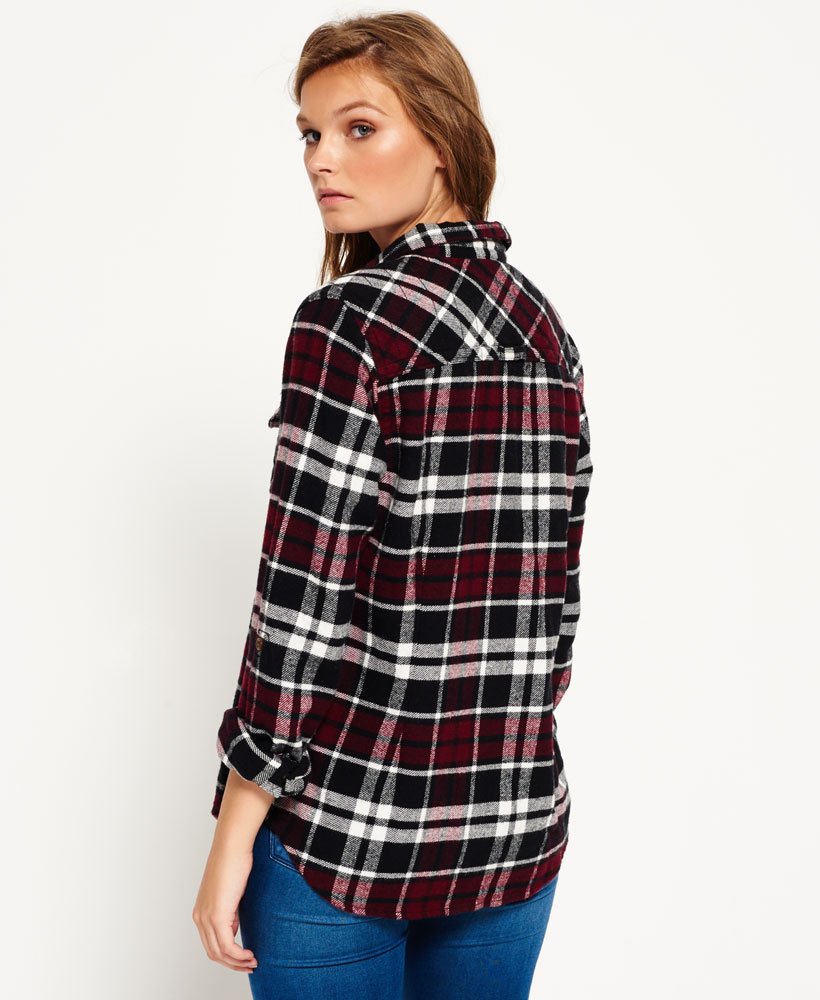 Womens - Milled Flannel Shirt in Red | Superdry