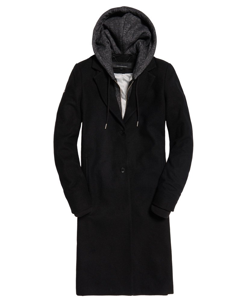 Womens - Calla Wool Coat in Black | Superdry UK