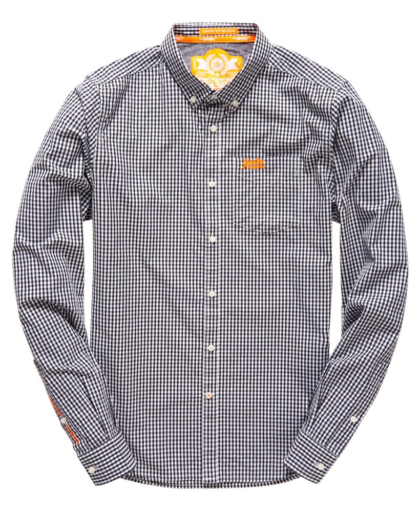 Mens London Button Down Shirt in Kedelston Black Ging Superdry