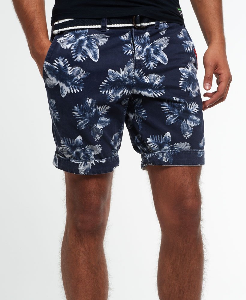 Men's - International Print Chino Shorts in Navy Negative Palm ...