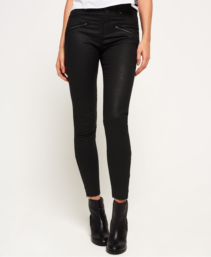 Womens - Elana Coated Cropped Jeans in Black | Superdry