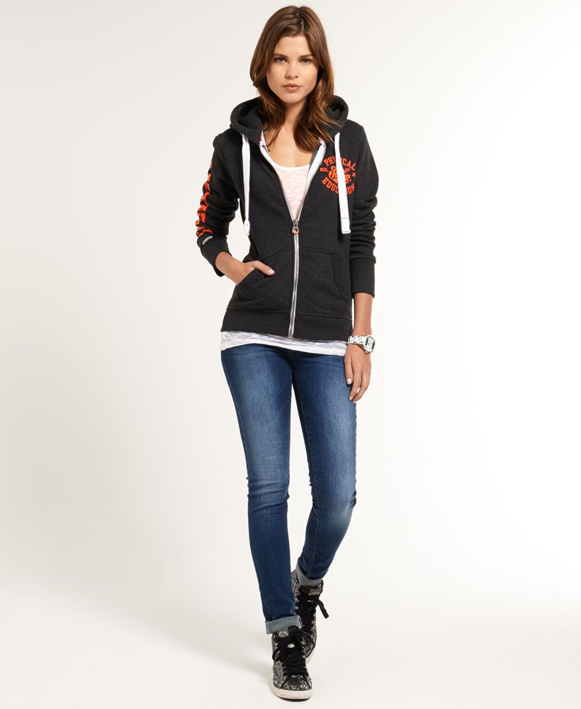 Womens Track & Field Zip Hoodie in Black Marl Superdry