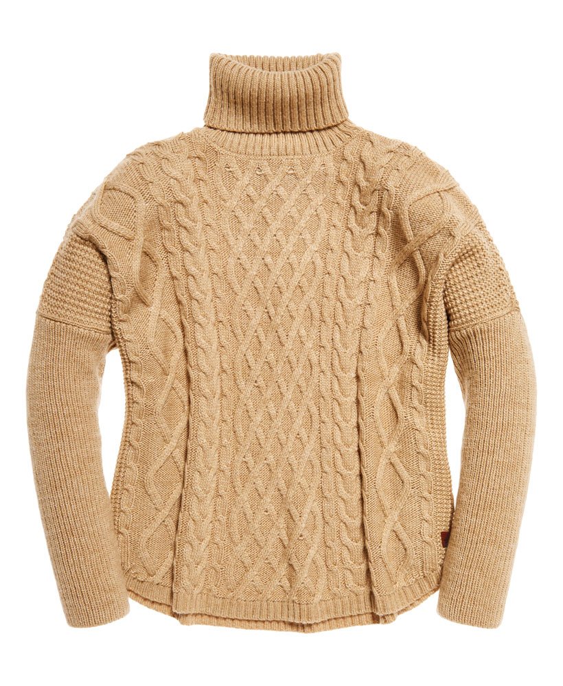 Womens - Cable Cape Jumper in Tan | Superdry UK