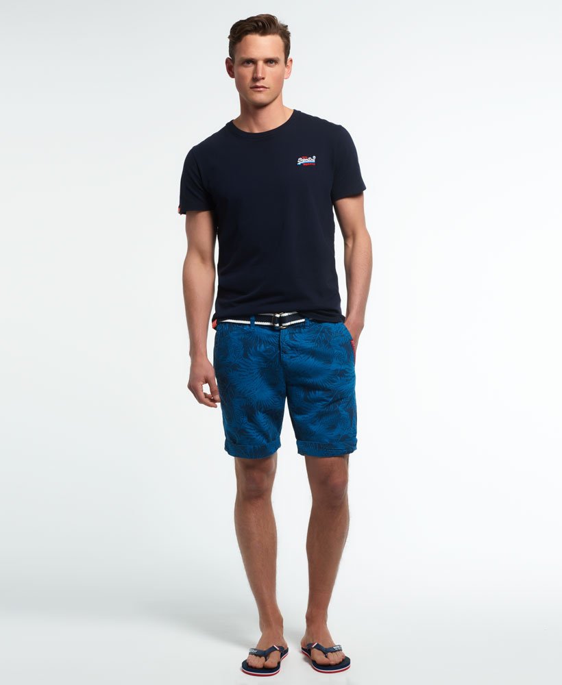 Men's - International Print Chino Shorts in Navy Blue Woodblock ...
