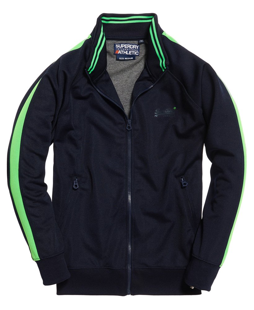 Mens Lineman Slim Fit Track Top in Track Navy/ Lime Superdry