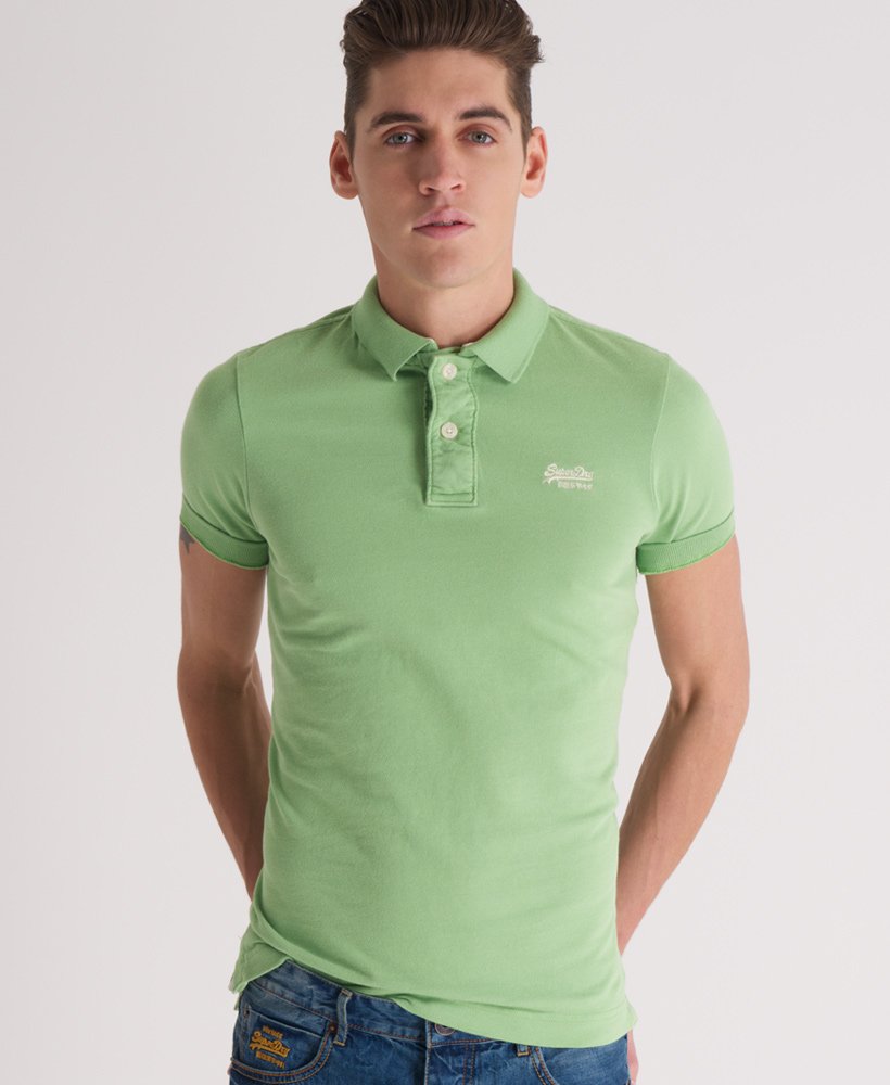 Mens - Classic Pique Polo in Cardamon Green/maccademia | Superdry