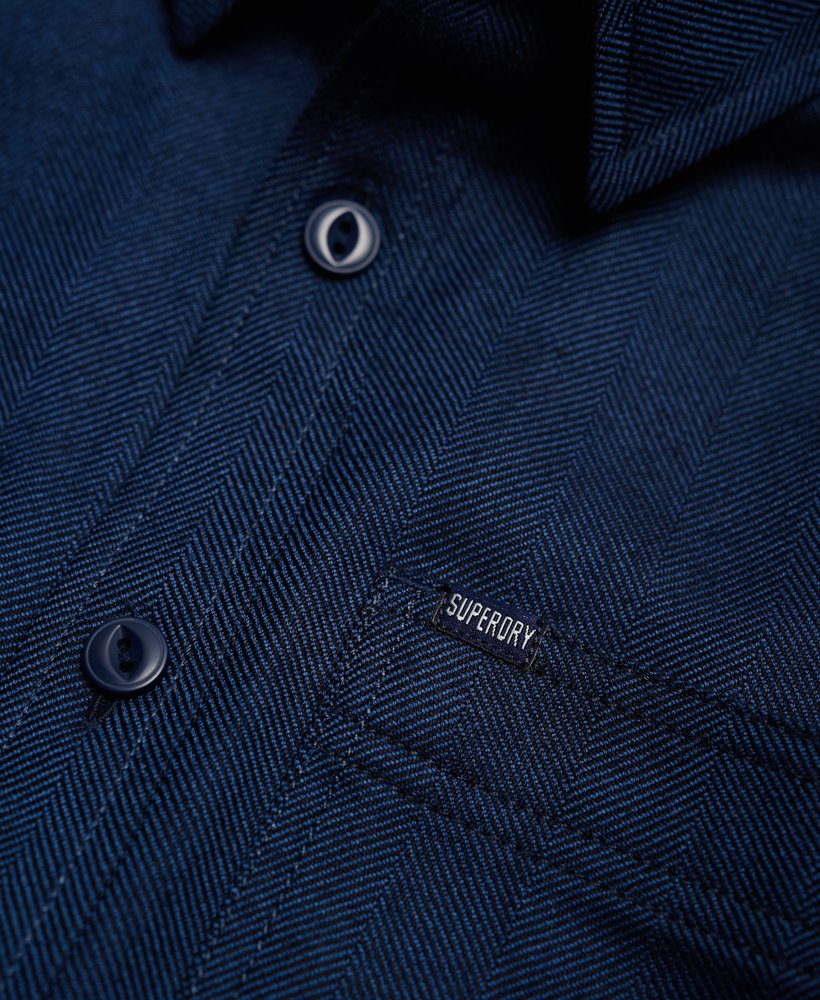 Men's - Tweed Riveter Shirt in Blue Heringbone | Superdry UK