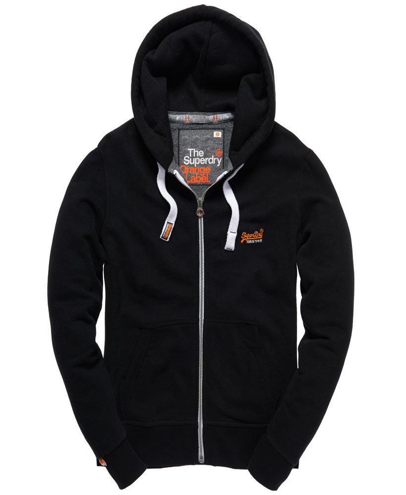 superdry orange label black hoodie