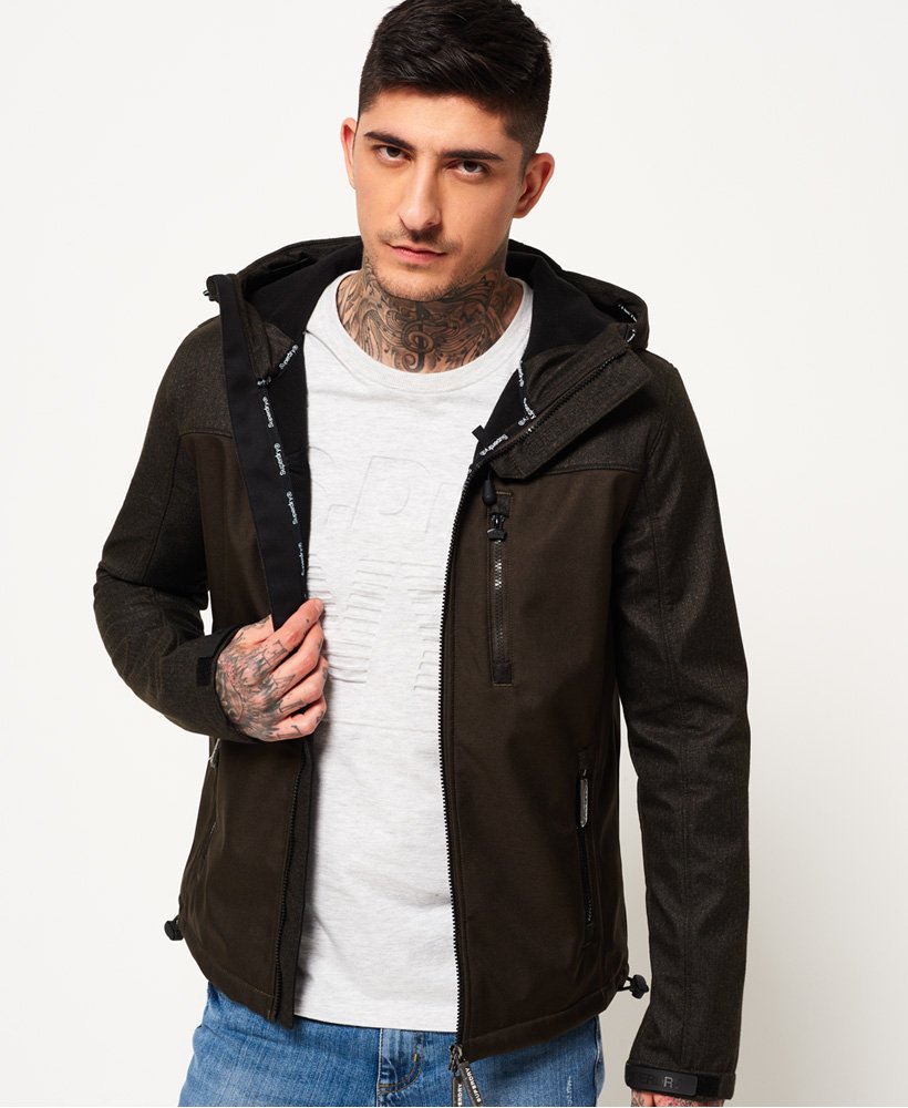 Mens - Hooded SD-Windtrekker Jacket in Tweed/deep Khaki | Superdry