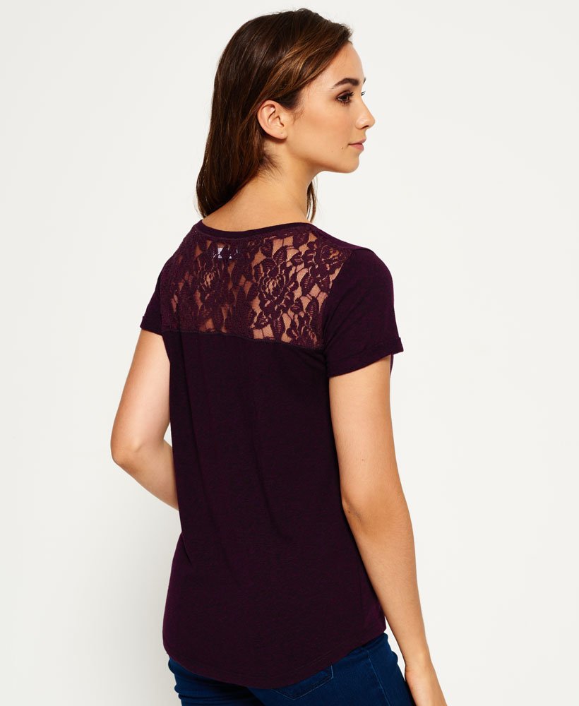 Womens - Super Sewn Rugged Lace T-shirt in Purple | Superdry