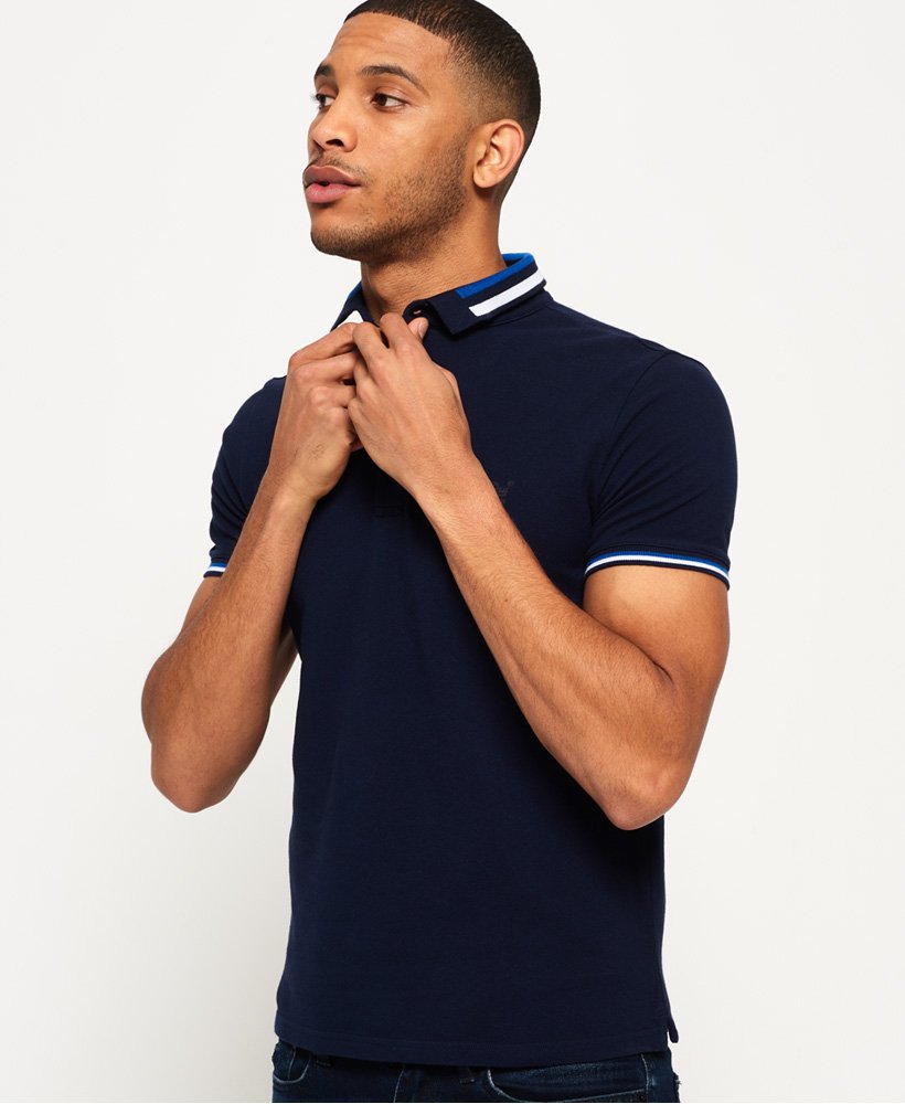 Mens City Concord Pique Polo In Riviera Navy Superdry