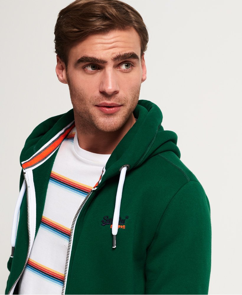 Men's Orange Label Zip Hoodie in Green | Superdry CA-EN