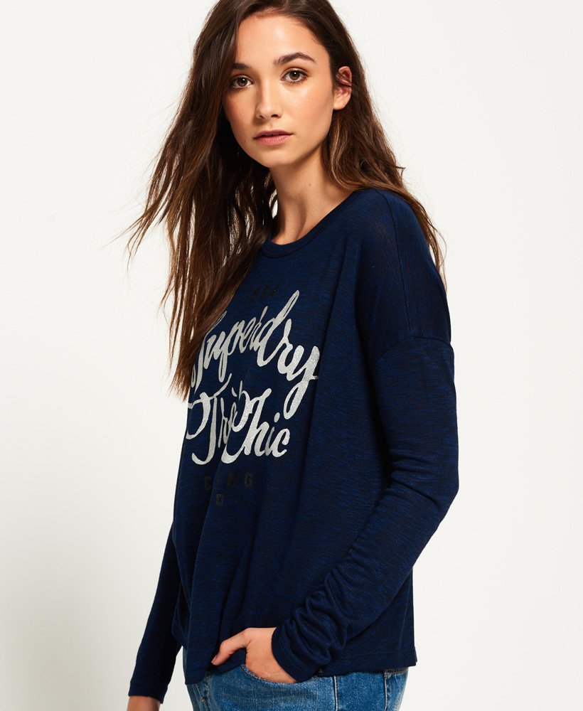 Women's Slouch Midwest Top in Navy | Superdry US