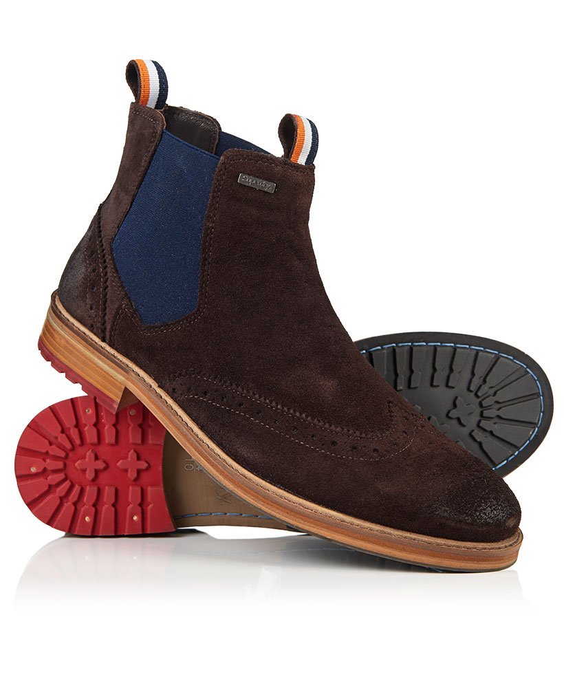 Brad Brogue Suede Chelsea Boots,Mens,Boots