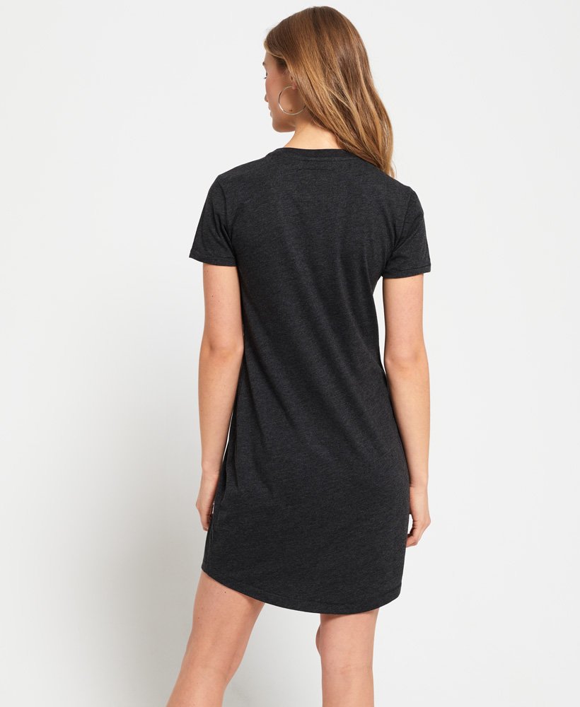 Womens - Slim Line T-Shirt Dress in Charcoal Marl | Superdry