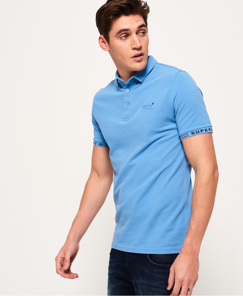 Mens - City Jaquard Pique Polo in Dry Marine | Superdry