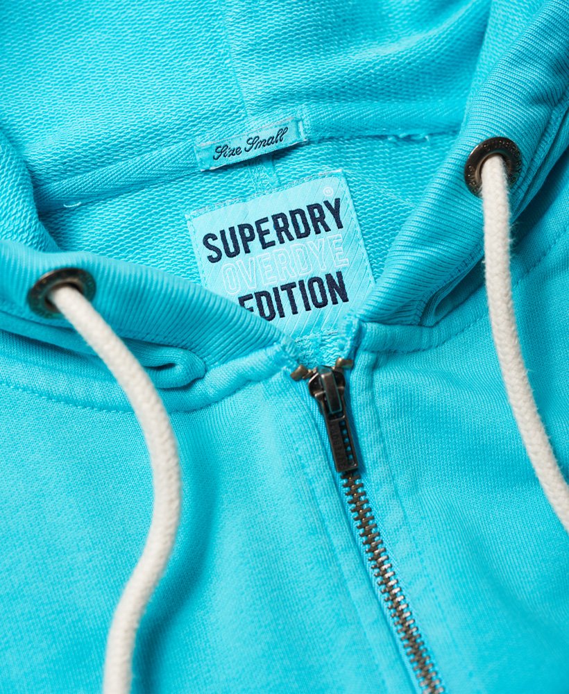 Womens - Garment Dyed Zip Hoodie in Freezing Aqua | Superdry