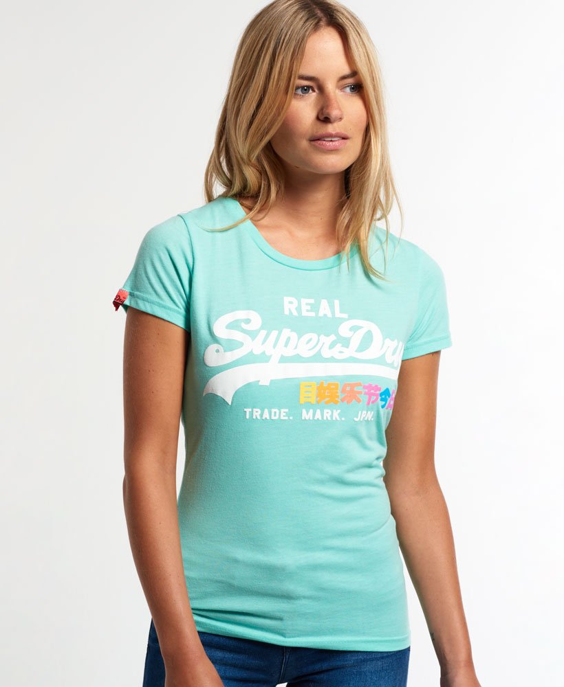Women\'s Vintage Logo Rainbow T-shirt in Ice Green Marl | Superdry US