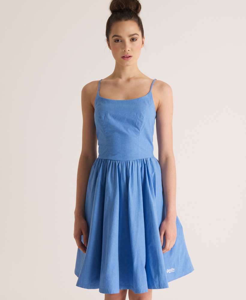 Womens - Dance Dress in Blue Chambray | Superdry