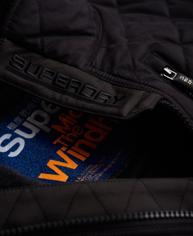 Men's - Microfibre Quilted Windhiker Jacket in Black/black | Superdry UK