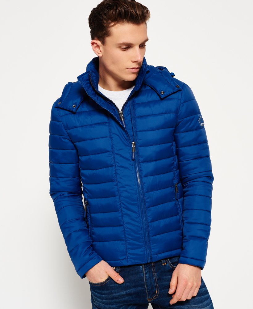 Men's - Fuji Double Zip Hooded Jacket in True Blue | Superdry UK