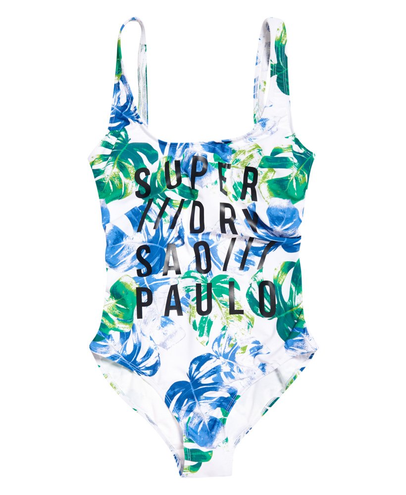 Womens - Sao Paulo Palm Swimsuit in White | Superdry