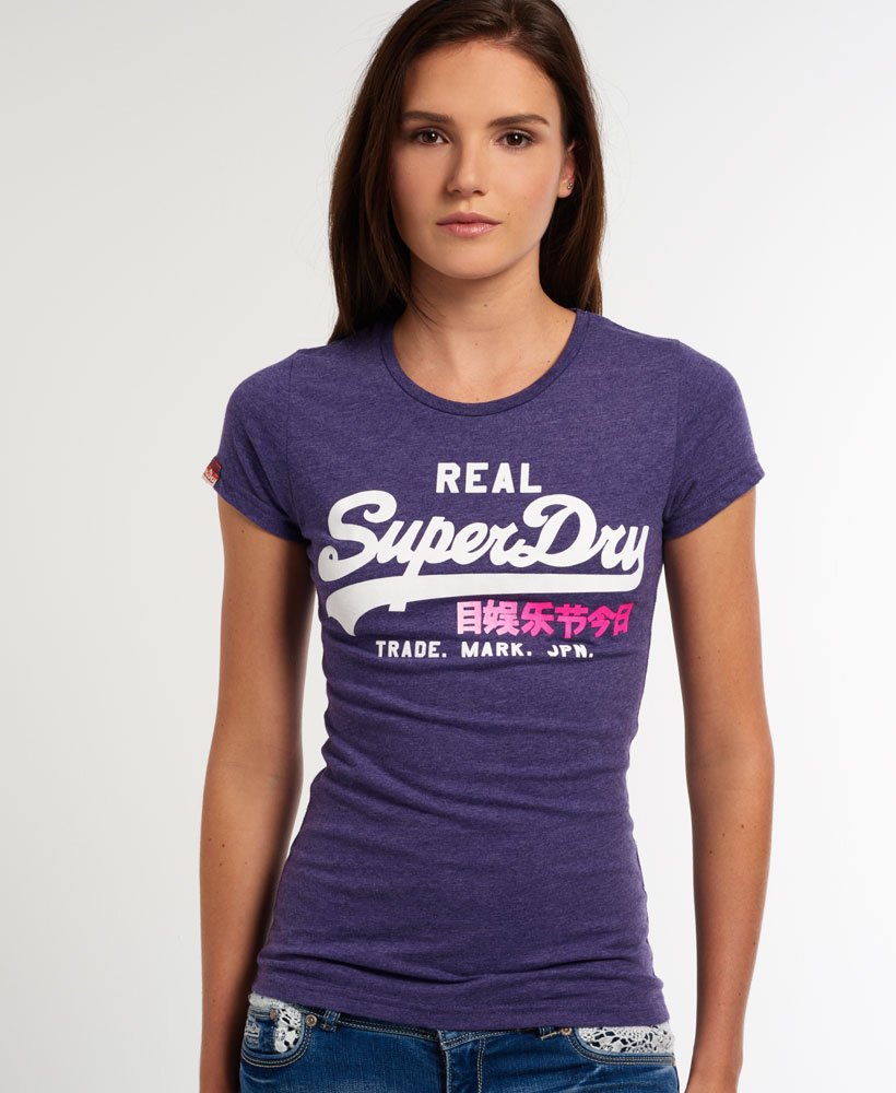 US Lex Purple | T-shirt Logo Marl Superdry Women\'s Vintage in