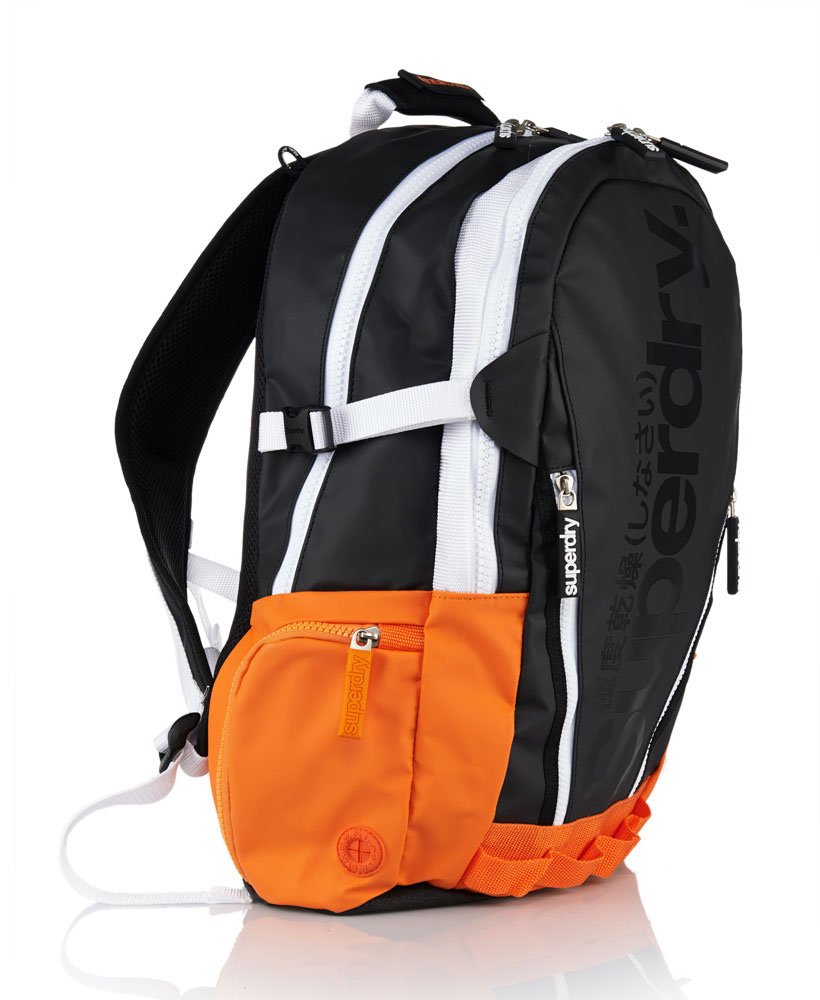 Womens - Pop Tarp Backpack in Black/orange | Superdry
