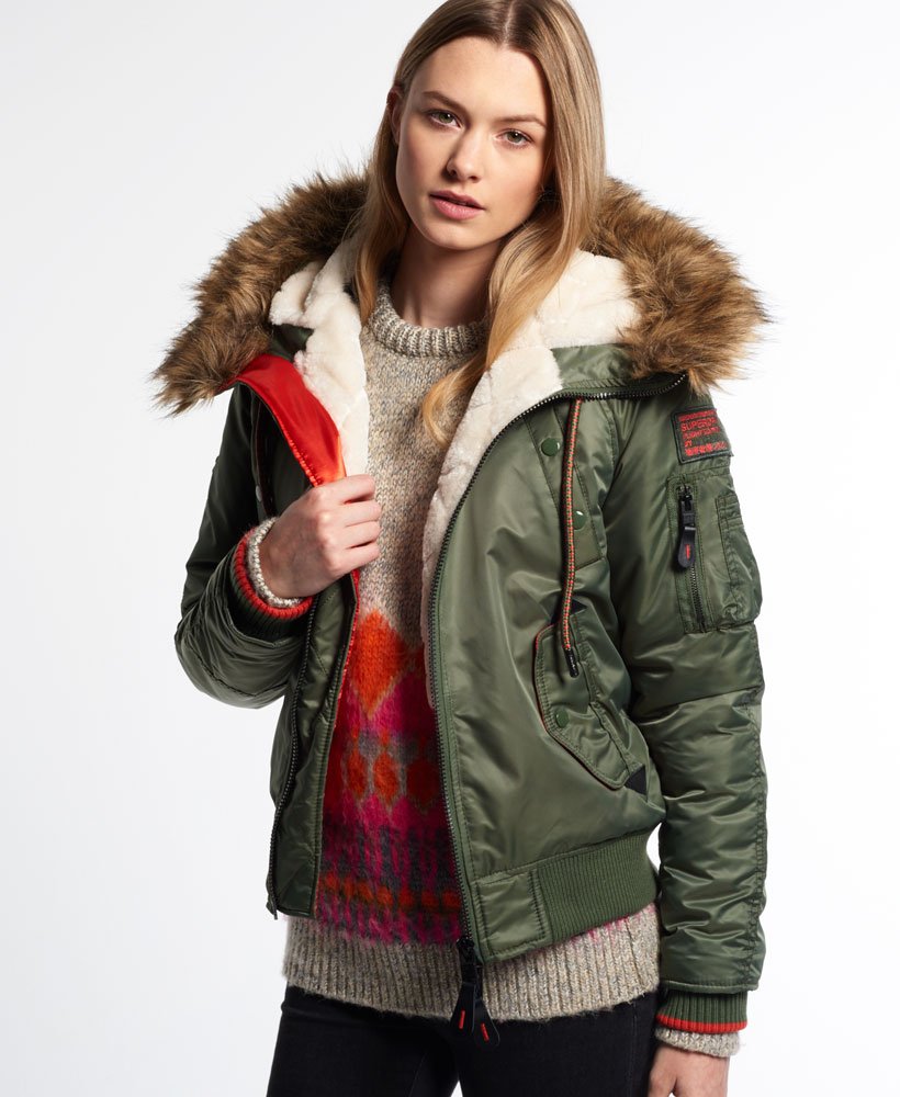 Womens - SD-3 Winter Bomber Jacket in Olive | Superdry