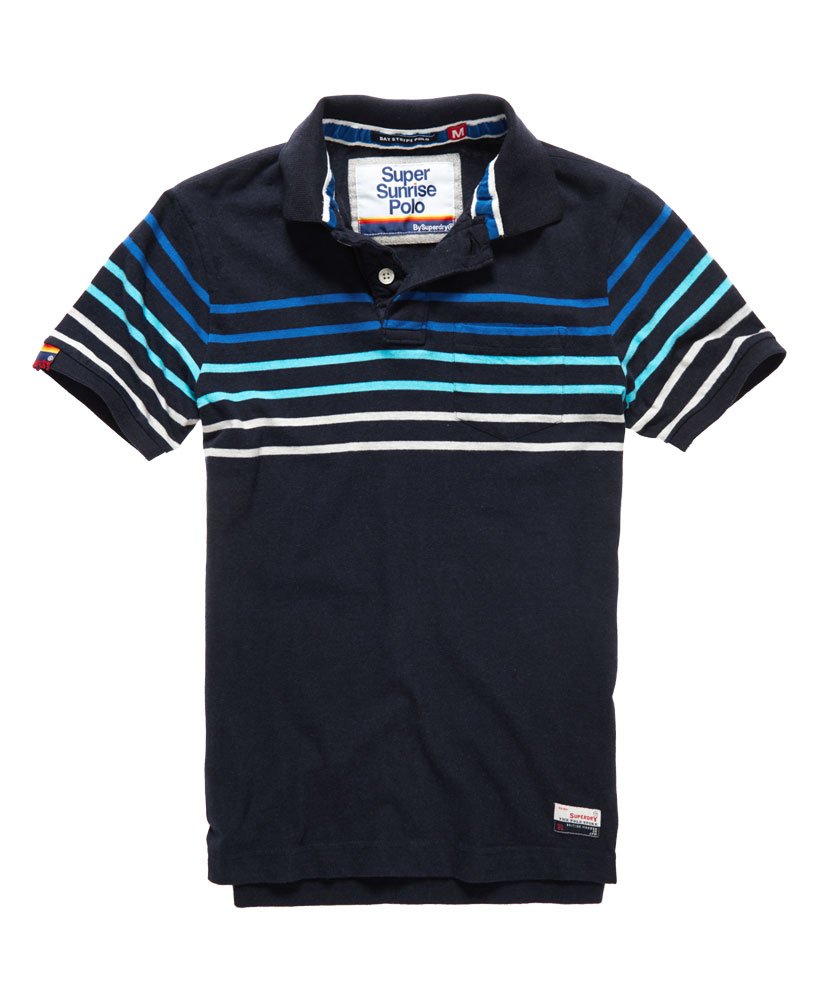 Mens - Bay Stripe Polo Shirt in Eclipse Navy Marl Mix | Superdry
