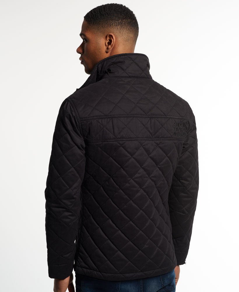 Men's - Microfibre Quilted Windhiker Jacket in Black/black | Superdry UK