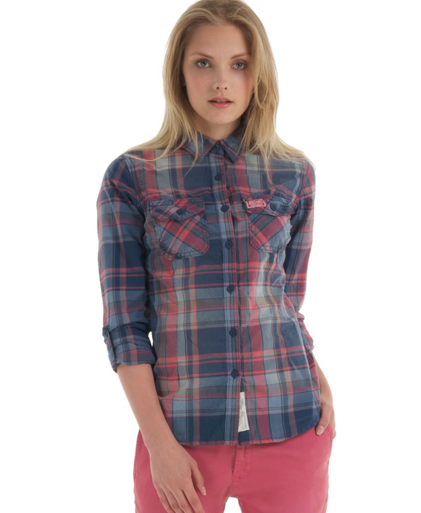 Womens - Washbasket Check Shirt in Blue | Superdry