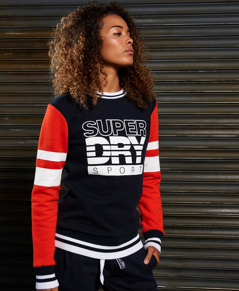behalve voor Afsnijden web Dames - SD-trui met sportieve kleurvlakken en ronde hals Navy | Superdry NL
