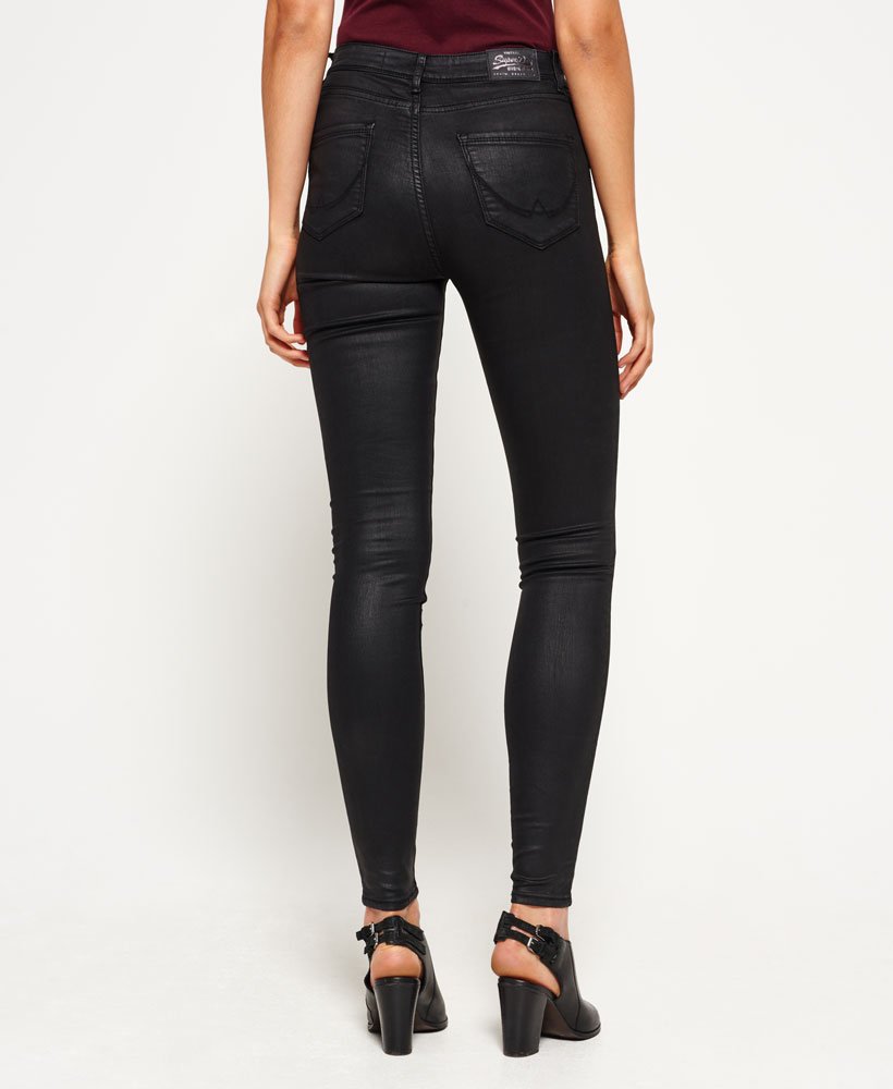 Womens - Sophia High Waist Super Skinny Jeans in Coated Black | Superdry