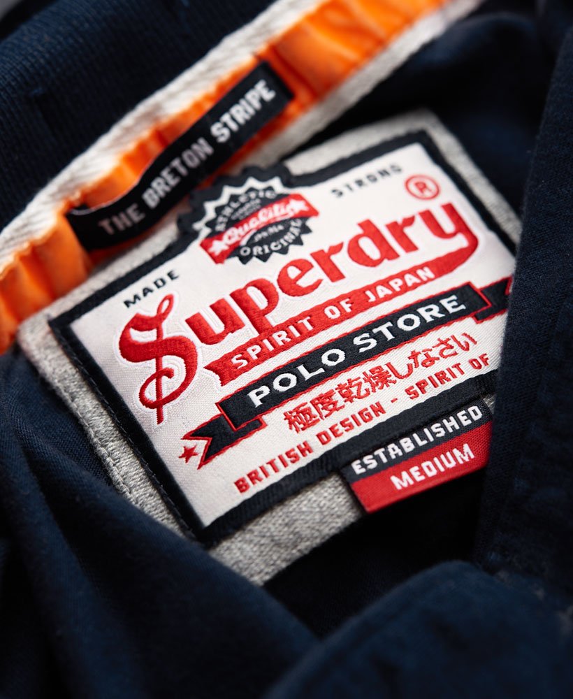Mens - Chest Band Breton Polo Shirt in Navy | Superdry