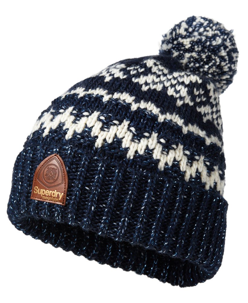 Womens - Courcheval Snowflake Beanie in Navy | Superdry
