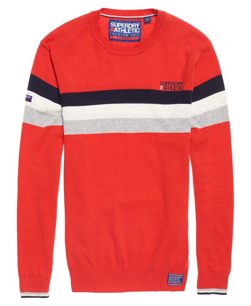 Mens - Athletic Tour Crew Jumper in Red | Superdry
