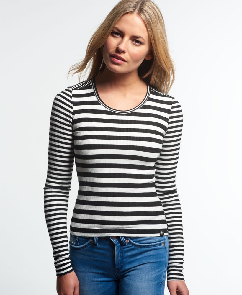 Superdry Studios Ls Hw Stripe Top T-Shirt Femme