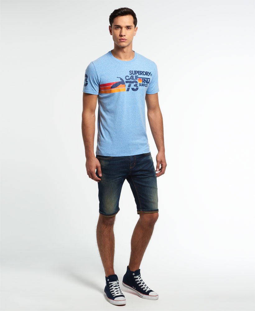 Mens - Sun & Surf Barrel T-shirt in Venice Blue Heather | Superdry UK