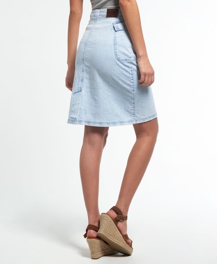 Womens Button Down Midi Skirt in Ice White Superdry