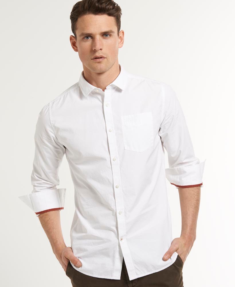 Mens - Cut Away Collar Shirt in White | Superdry