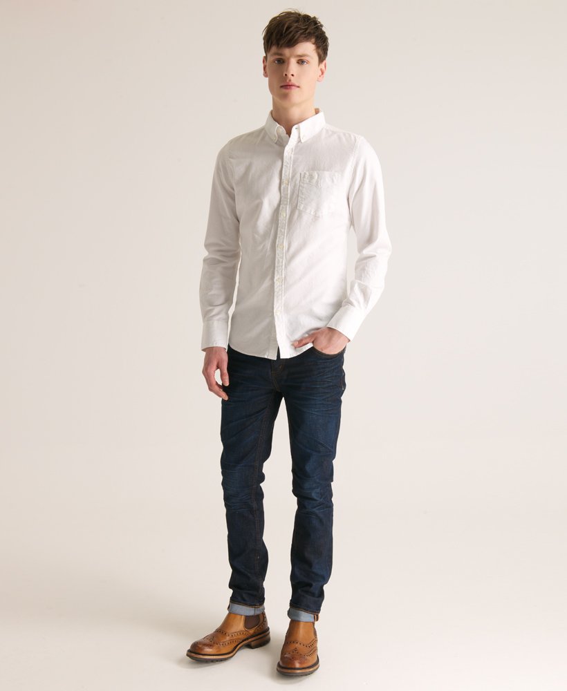 Men's Laundered Oxford Shirt in White Superdry UK