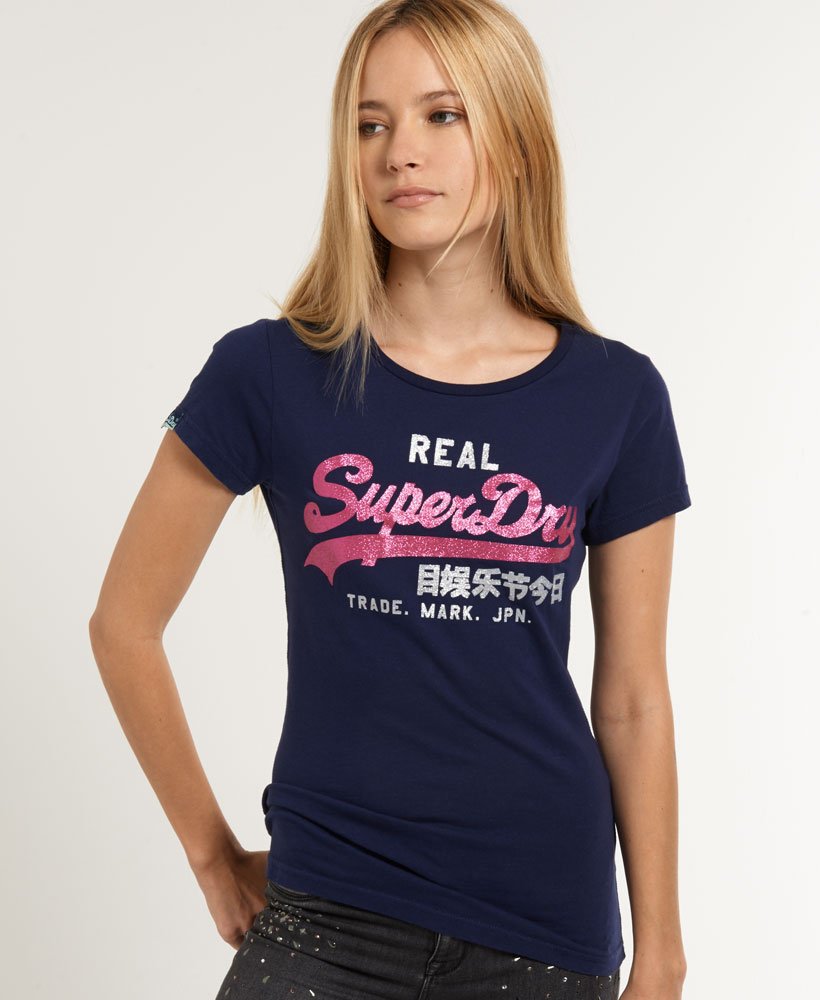 Women's Vintage Logo T-shirt Navy | Superdry US