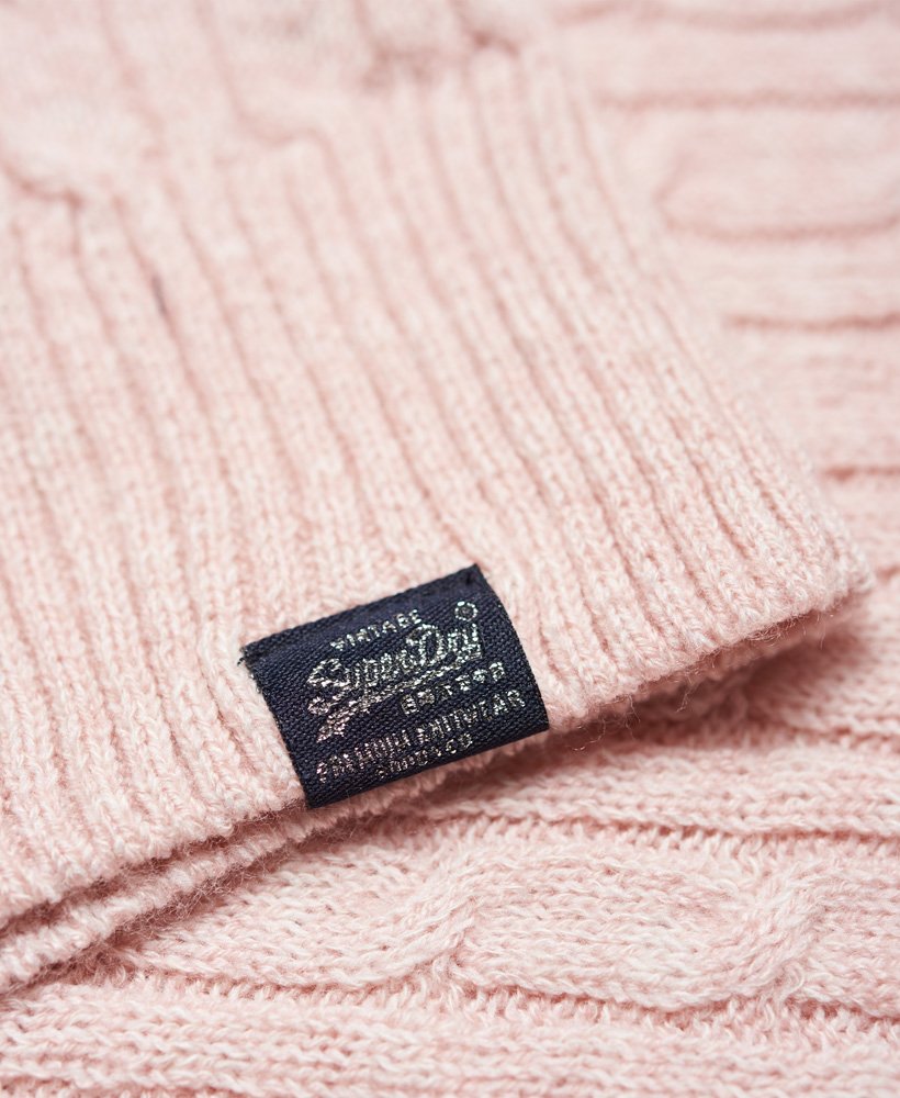 Womens - Croyde Cable Knit Jumper in Pink Twist | Superdry UK