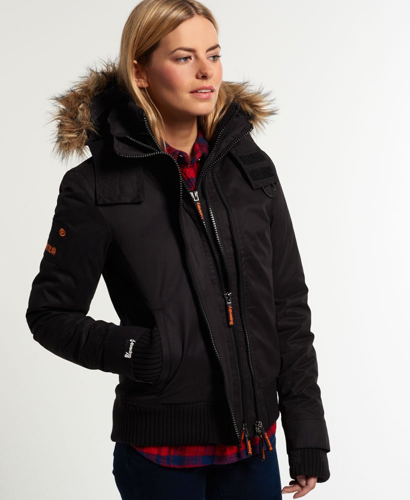 - Microfibre Women\'s Superdry Fur Jackets Womens Windbomber Hooded Jacket