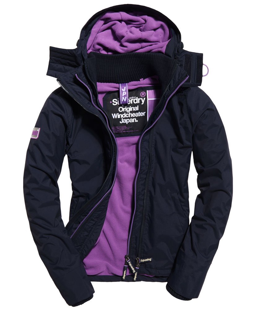 Womens - Pop Zip Hooded Arctic Windcheater Jacket in French Navy ...